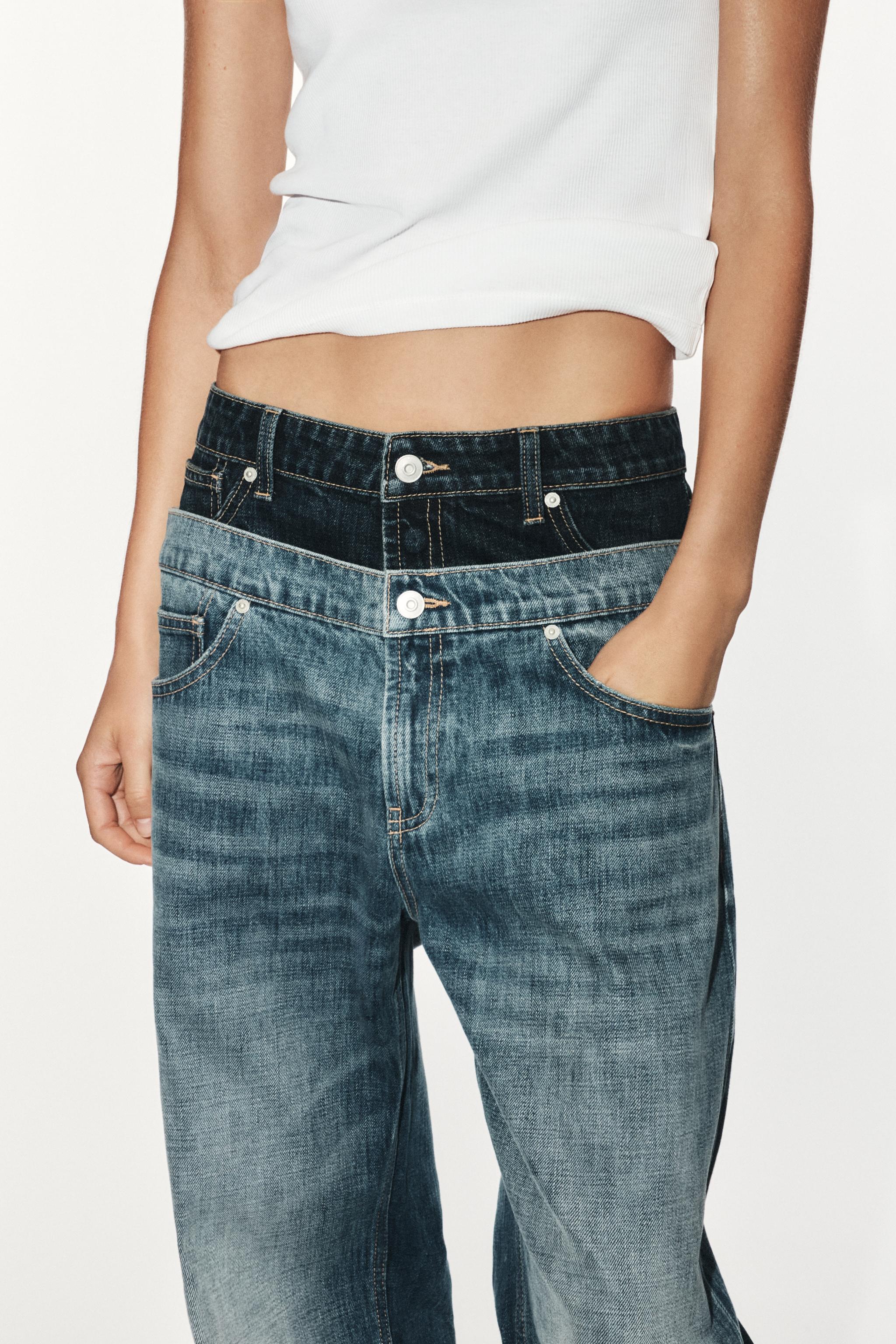 TRF LOOSE FOLDED LOW-RISE JEANS WITH DOUBLE WAISTBAND